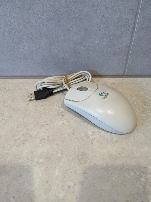 Logitech First Pilot Wheel Mouse 2 Button & Center Scroll Wheel # M-BE58