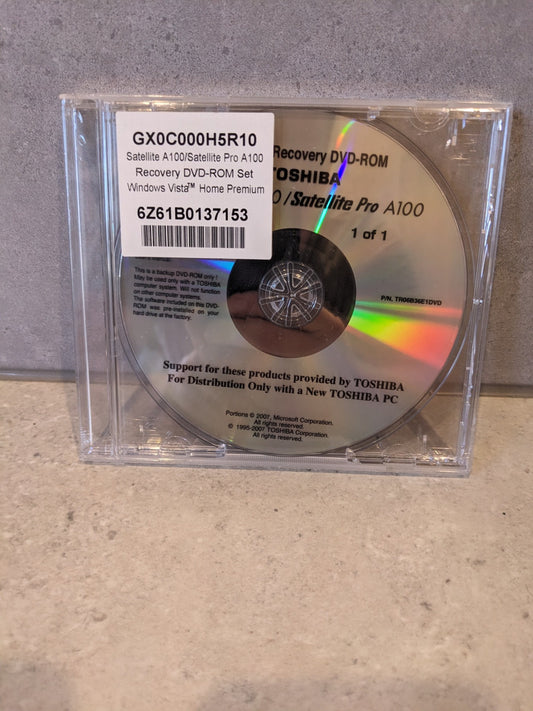 Toshiba Recovery s DVD Satellite PRO A100/A105 Series Sealed- Windows Vista