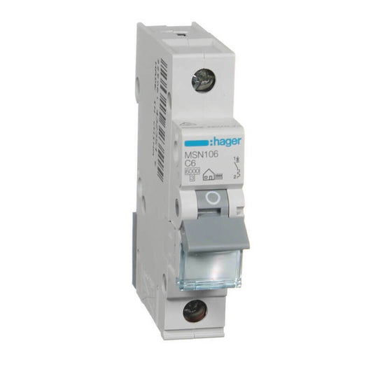 Hager Electrical HAGER MSN106 | 6Amp Single Pole 6kA Circuit Breaker